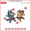Ballerina Bluey and Mum Embroidery Design: Dance-themed machine embroidery file with detailed Bluey characters in ballet attire.