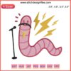 Cartoon Worm With Mustache Embroidery | Fun Digital Design File | Cute Mustache Worm Stitch Pattern | Unique Embroidery Download