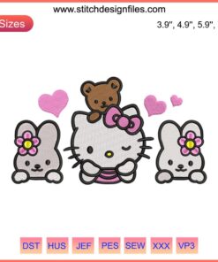 Hello Kitty and Friends Embroidery Design | Adorable Digital File | Cute Hello Kitty Pattern | Kawaii Characters Stitching Art