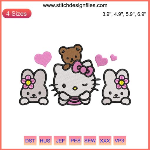 Hello Kitty and Friends Embroidery Design | Adorable Digital File | Cute Hello Kitty Pattern | Kawaii Characters Stitching Art