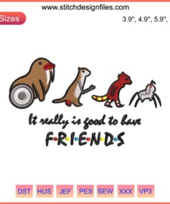 Guardians of the Galaxy Vol 3 embroidery design featuring "It Really Is Good To Have Friends"; perfect for DIY projects.