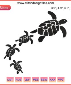 Sea Turtle Summer Embroidery Design featuring vibrant marine theme; perfect for summer lovers' machine embroidery projects.
