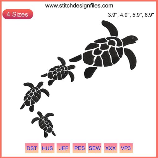 Sea Turtle Summer Embroidery Design featuring vibrant marine theme; perfect for summer lovers' machine embroidery projects.