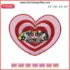 Powerpuff Girls Heart Kids Embroidery Design featuring Blossom, Bubbles, Buttercup. Perfect for children's cartoon-themed projects.