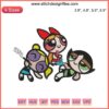 Powerpuff Girl smoking embroidery design with weed theme, humorous embroidery file, funny digital art for cannabis lovers.