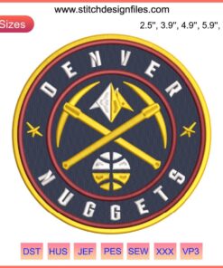 Denver Nuggets Logo Embroidery Design | Basketball Embroidery Pattern File | Machine Embroidery Sports Logo