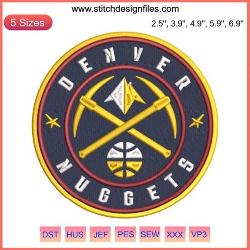 Denver Nuggets Logo Embroidery Design | Basketball Embroidery Pattern File | Machine Embroidery Sports Logo