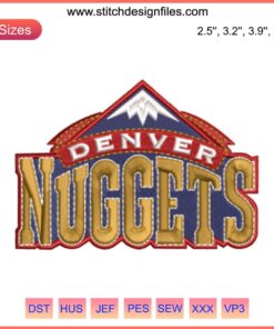 Denver Nuggets Logo Embroidery Design | NBA Basketball Machine Embroidery File | Team Emblem for Apparel
