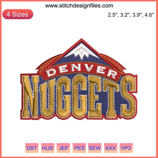 Denver Nuggets Logo Embroidery Design | NBA Basketball Machine Embroidery File | Team Emblem for Apparel