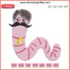 Funny worm with a mustache embroidery design by James Tom Ariana, featuring whimsical detail and vibrant colors for unique decor.