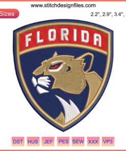Florida Panthers Logo Embroidery Design - Machine Embroidery File: Sleek, detailed NHL team logo for embroidery projects.