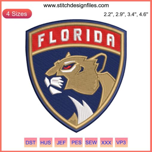 Florida Panthers Logo Embroidery Design - Machine Embroidery File: Sleek, detailed NHL team logo for embroidery projects.