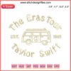 Taylor Swift Eras Tour embroidery design file featuring album-themed elements; perfect for Swifties and embroidery enthusiasts.
