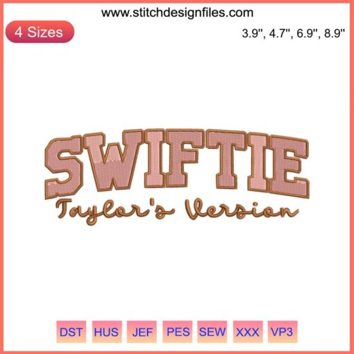 "Swiftie Taylor's Version Embroidery Design File: Heart, guitar, and lyrical pattern, perfect for Taylor Swift fans and gift ideas."
