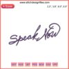 Taylor Swift Speak Now Embroidery Design File: Elegant pink script with floral accents, digital download for embroidery enthusiasts.