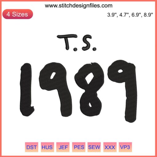 Taylor Swift 1989 Album Embroidery Design File, featuring detailed music-themed needlework pattern for DIY projects.