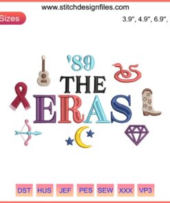 Taylor Swift Eras Music Embroidery Design File: Trendy Machine Design, Intricate Swift Themes, Perfect for Custom Apparel.