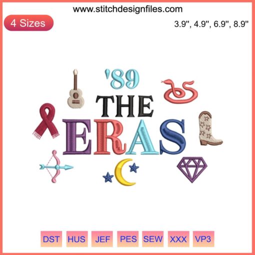 Taylor Swift Eras Music Embroidery Design File: Trendy Machine Design, Intricate Swift Themes, Perfect for Custom Apparel.