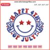 "Happy 4th July Embroidery Design: Smiling USA-inspired Independence Day Machine Stitch File, Festive Holiday Décor"