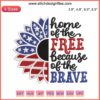 Embroidery design with "Home of the Free Because of the Brave" and an American flag, perfect for Independence Day projects.