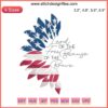 "Patriotic 'Land of the Free Because of the Brave' embroidery design for Independence Day, perfect for machine stitching projects."