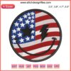 Patriotic American Smile embroidery design featuring stars and stripes, perfect for 4th of July projects. Downloadable file.