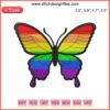 LGBT Rainbow Butterfly Embroidery Design | Vibrant Pride Butterfly Machine Embroidery File | Colorful LGBT Symbol Embroidery