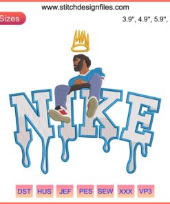 J. Cole Drip Nike Embroidery Design | Stylish Music-Themed Embroidery for Apparel | Hip-Hop Inspired Machine Design
