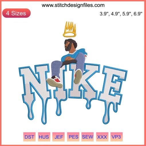 J. Cole Drip Nike Embroidery Design | Stylish Music-Themed Embroidery for Apparel | Hip-Hop Inspired Machine Design