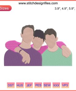 Jonas Brothers Embroidery Design | Pop Rock Band Digital Machine File, Trio Silhouette, DIY Sewing, Custom Band Artwork