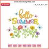 Hello Summer 2023 Embroidery Design File: Floral & Butterfly Pattern, Perfect for Seasonal Crafting and Decor Projects.