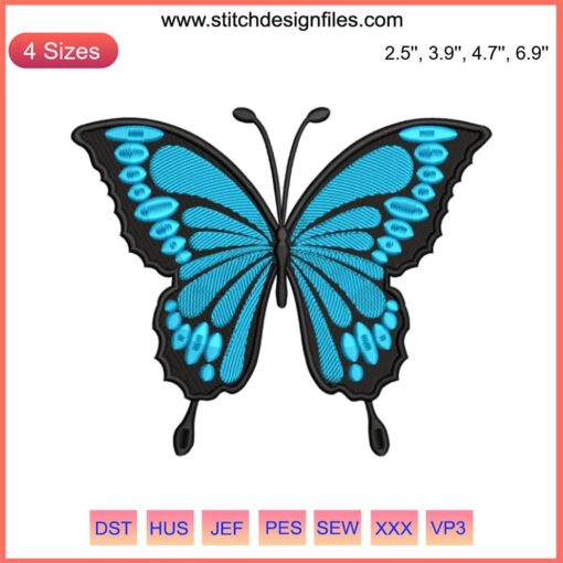 Colorful magical butterfly embroidery design download, intricate floral patterns, machine embroidery file, DIY stitching project.