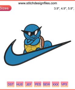 Squirtle Pokemon embroidery design file, featuring a cool, detailed Squirtle pattern perfect for embroidery enthusiasts.