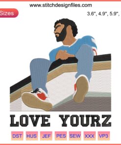 J. Cole Love Yourz Embroidery Design | Music Machine Embroidery File, Heart Design, Inspirational Text, Hip-Hop Stitch Pattern
