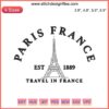 Paris France Est 1889 Embroidery Design File: Eiffel Tower, Travel-inspired, Paris-themed Digital Embroidery Pattern.