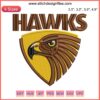 Hawthorn Football Club embroided logo design file, featuring iconic brown and gold AFL colors for embroidery enthusiasts.