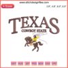 Texas Cowboy State Embroidery Design featuring a bucking horse and cowboy, perfect for Western-themed textile projects.