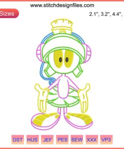 Marvin the Martian Embroidery File: Vibrant Cartoon Design, Detailed Linework, Easy Download, Perfect for Apparel & Home Projects.