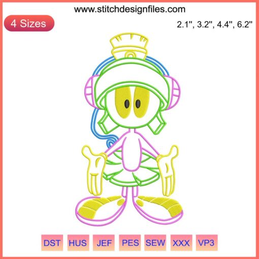Marvin the Martian Embroidery File: Vibrant Cartoon Design, Detailed Linework, Easy Download, Perfect for Apparel & Home Projects.