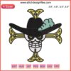 Mihawk Jolly Roger Embroidery Design | One Piece Anime Logo File | Skull & Crossed Sword Pattern
