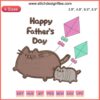 Happy Father’s Day Cat Embroidery Design featuring a cute cat with text "Happy Father's Day" for machine embroidery projects.