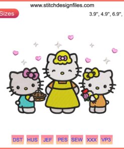Hello Kitty Best Mom Embroidery Design featuring a cute Hello Kitty with "Best Mom" text, ideal for Mother's Day or birthday gifts.