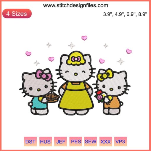 Hello Kitty Best Mom Embroidery Design featuring a cute Hello Kitty with "Best Mom" text, ideal for Mother's Day or birthday gifts.