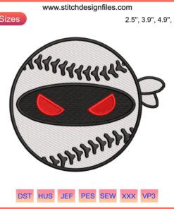 Anime Ninja Baseball Embroidery Design File featuring dynamic ninja in baseball gear, perfect for embroidery enthusiasts.
