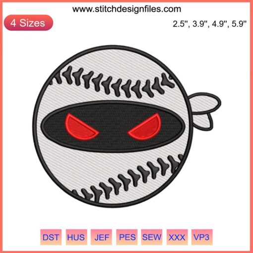Anime Ninja Baseball Embroidery Design File featuring dynamic ninja in baseball gear, perfect for embroidery enthusiasts.