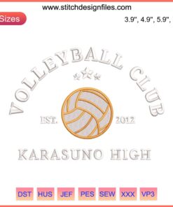 Karasuno High Volleyball Club Embroidery Design | Haikyuu-Inspired Digital File | Anime Volleyball Team Badge Pattern