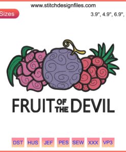 One Piece Anime Devil Fruit Embroidery Design File - Colorful, Intricate Stitch Pattern, Digital Customizable Embroidery