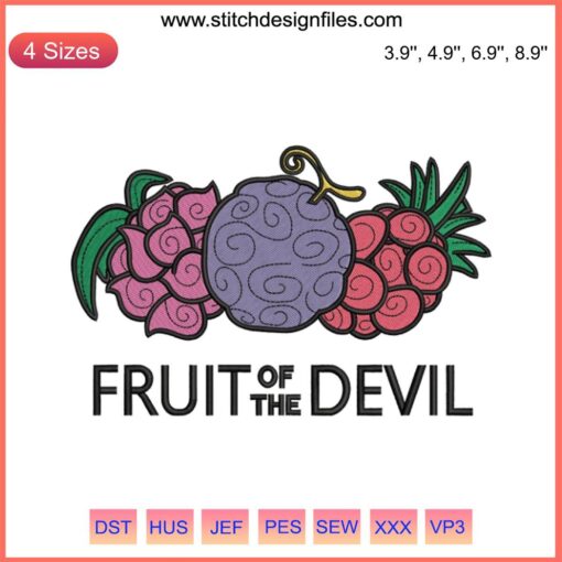 One Piece Anime Devil Fruit Embroidery Design File - Colorful, Intricate Stitch Pattern, Digital Customizable Embroidery