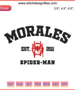 Spider-Man Miles Morales Embroidery Design: High-quality Spider Miles Machine Stitch File for Craft Enthusiasts and Sewing Projects.