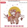 Hello Kitty dressed as a cowboy, Wild West Embroidery Design, kawaii cute style, cowboy hat and bandana, digital file.